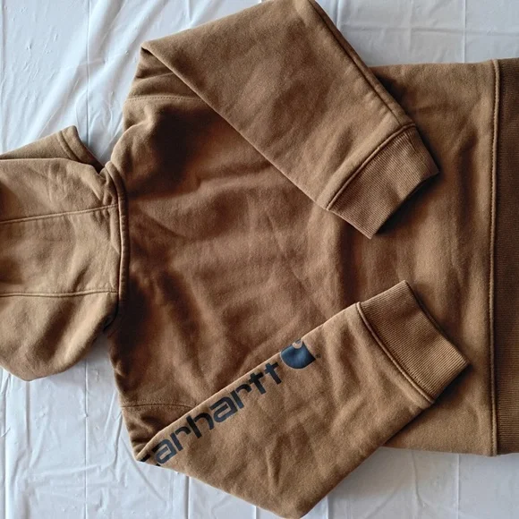 Carhartt Toddler Brown Fleece Hoodie Half Zip Kangaroo Pocket Size 3T - Picture 2 of 8